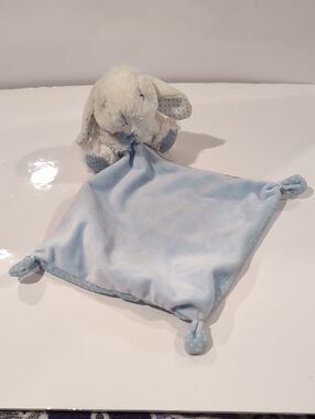 Tex White Bunny Lovey Blue Security Blanket